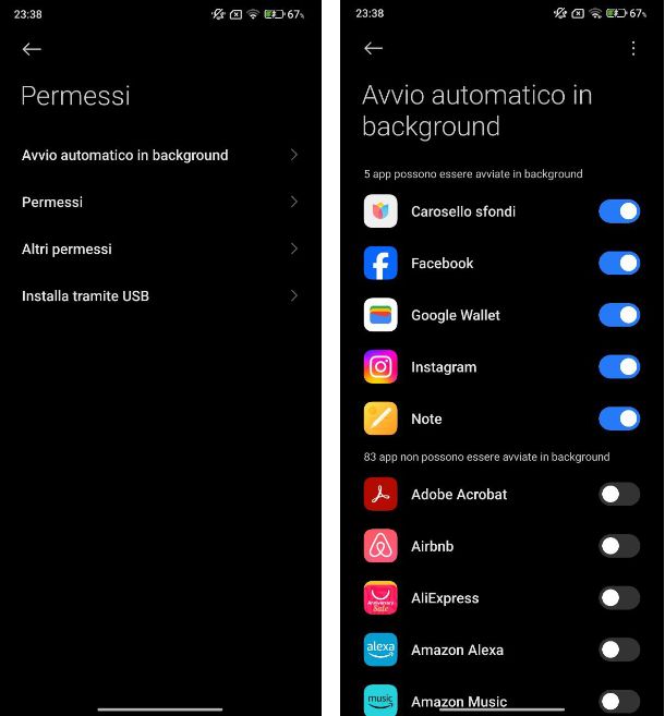 Come attivare app in background Xiaomi