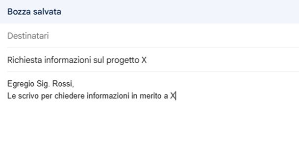 Richiesta informazione introduzione e corpo mail