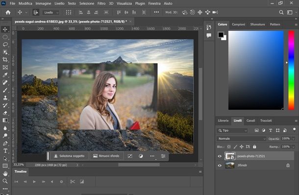 photoshop fondere immagini