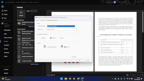 Stampa bianco e nero Word Windows 11