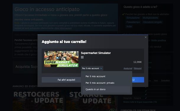Regare un gioco su Steam