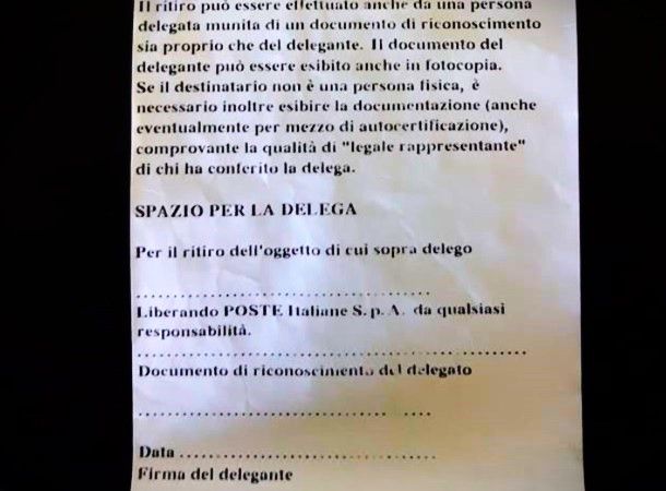 La delega di avviso di giacenza di Poste Italiane