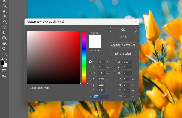 Colore dello sfondo Photoshop