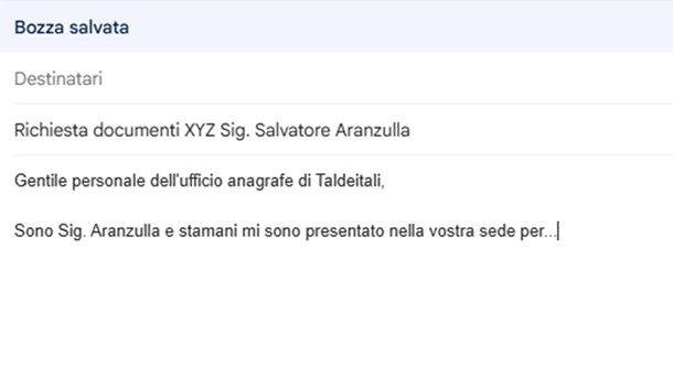 Corpo messaggi mail