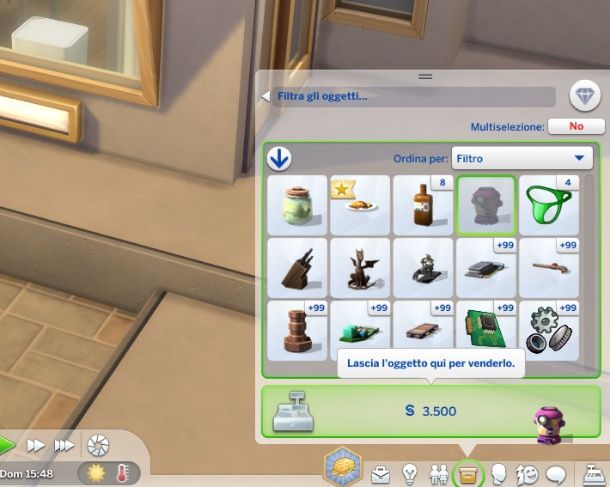 Vendere oggetti dall'inventario the sims 4