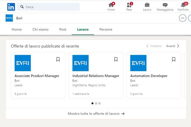 Corriere EVRi su LinkedIn