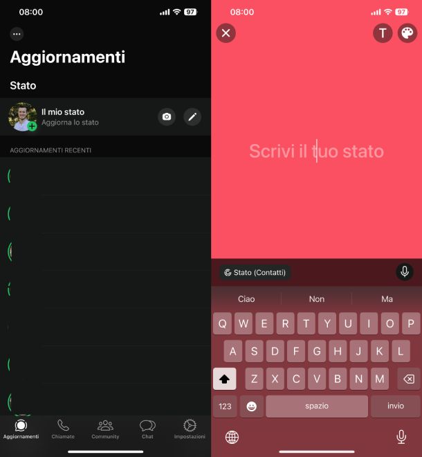 Mettere cerchio verde WhatsApp iPhone