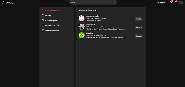 Come vedere gli account bloccati su TikTok
