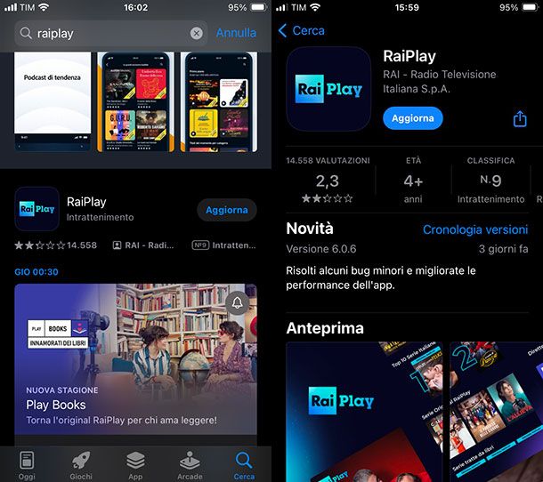 Come aggiornare RaiPlay su iOS/iPadOS