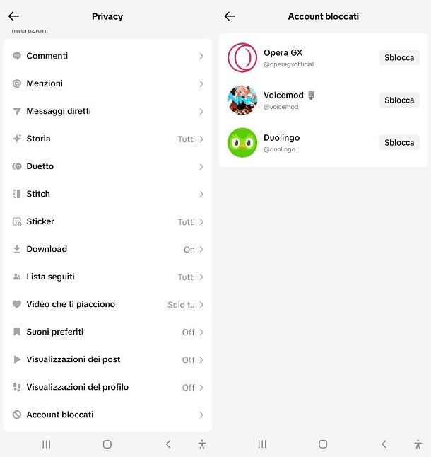 Come vedere gli account bloccati su TikTok