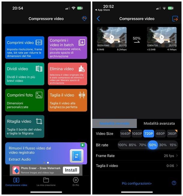App per comprimere un video su iPhone