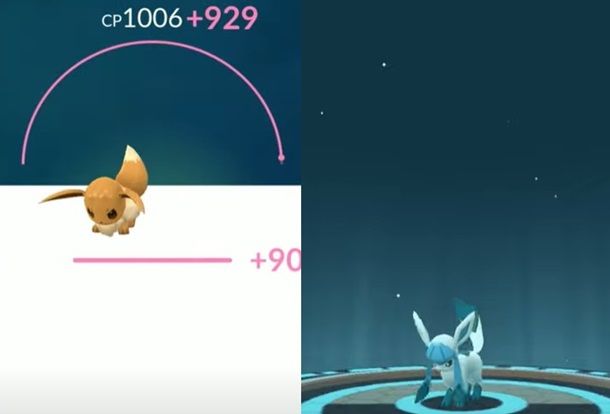 L'evoluzione di Eeevee in Glaceon in Pokémon GO