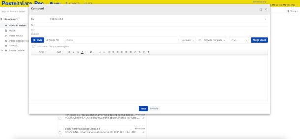 interfaccia webmail Postecert