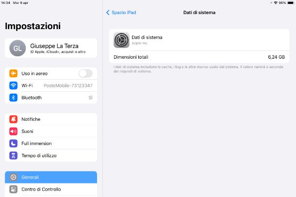 Come eliminare i dati di sistema su iPad