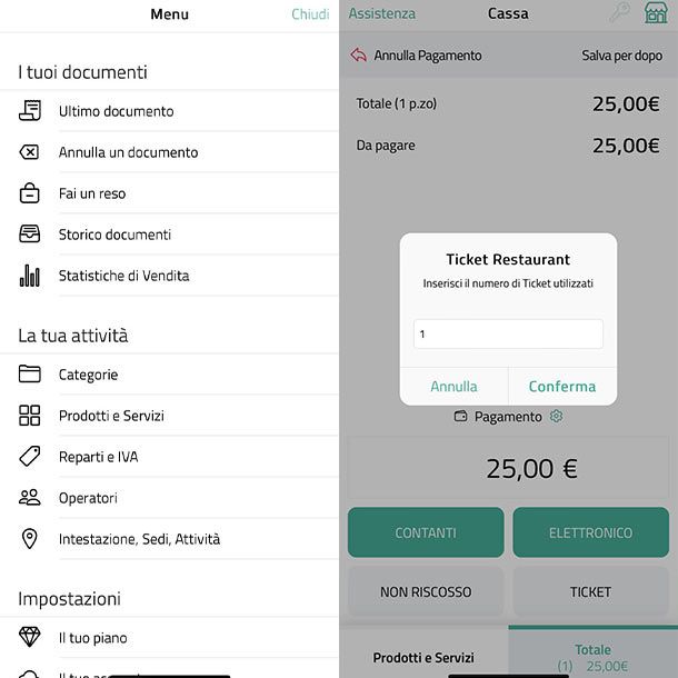 Scontrina menu e buoni