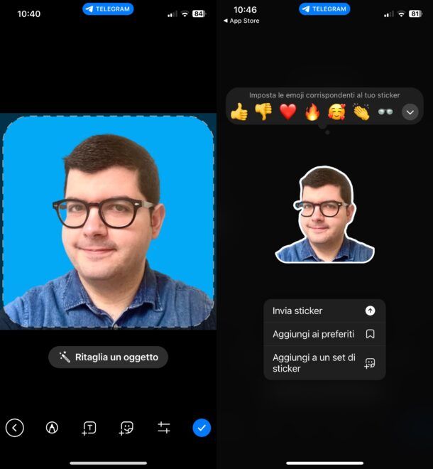 Creare sticker Telegram da foto
