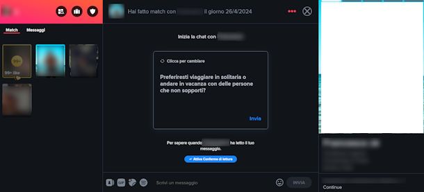 Conversazione Tinder da PC