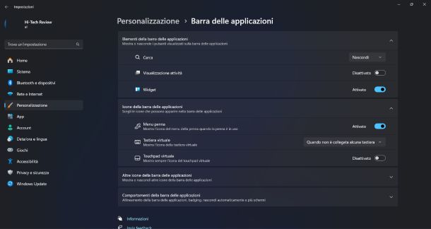 Bing barra delle applicazioni Windows 11