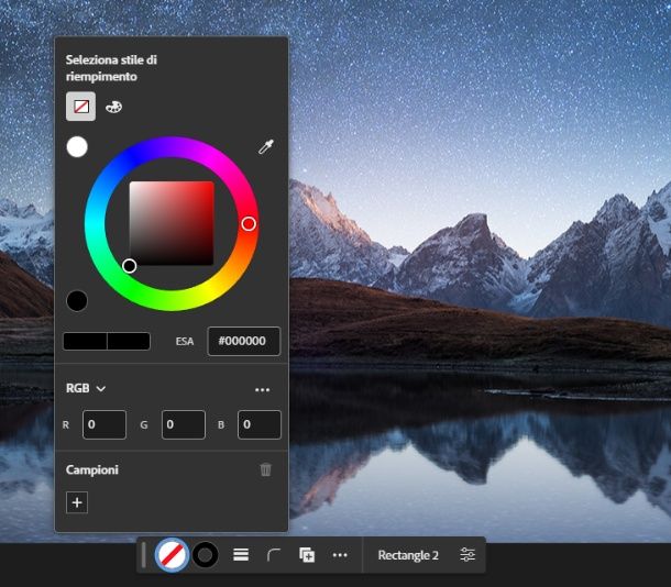 Riempimento rettangolo photoshop online