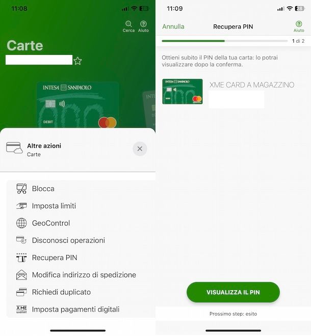 Visualizzare PIN carta Intesa