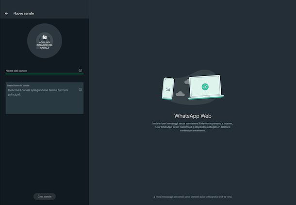 WhatsApp Canali PC