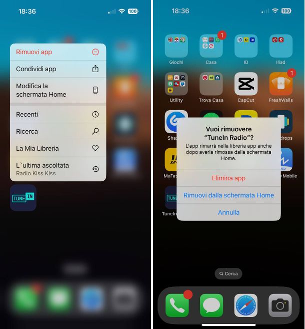 Come eliminare icone dal desktop iPhone