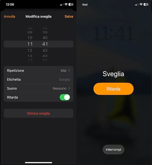 Ritardare sveglia iPhone
