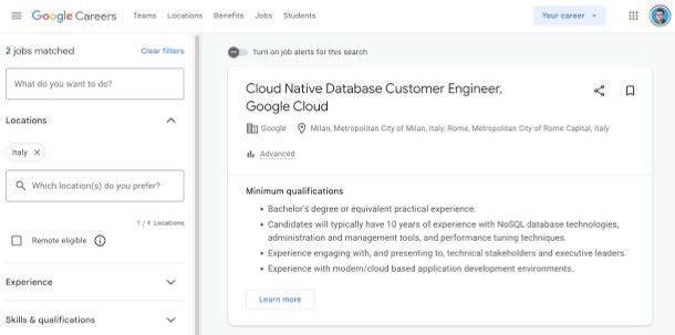 Lavorare in Google