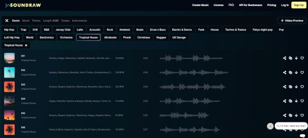 interfaccia Web app Soundraw