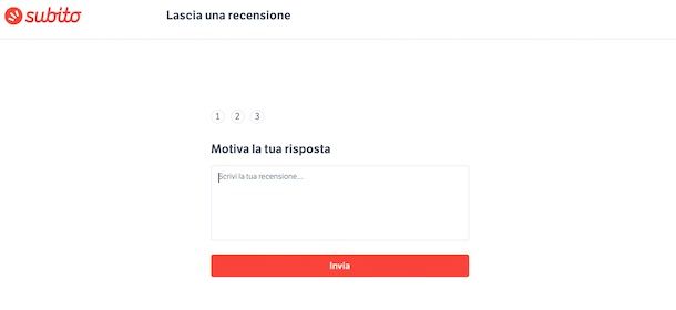 Inviare recensione su Subito