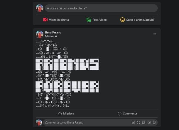 Simboli ASCII Facebook