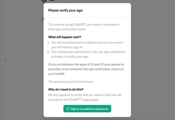ChatGPT verifica identità