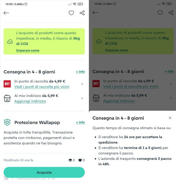 Spedizione Wallapop a carico dell'acquirente