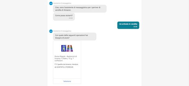 Contattare venditore Marketplace Amazon