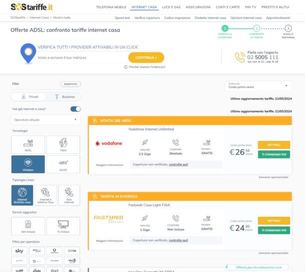 Confronto offerte SOS Tariffe