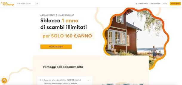 pagina costi sito HomeExchange