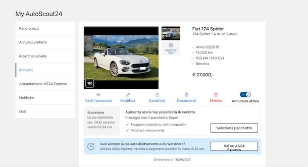 Modificare annuncio su AutoScout24