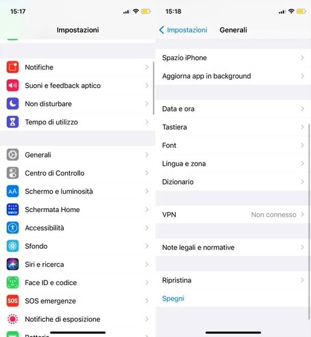 Spegnere iPhone dalle Impostazioni di iOS