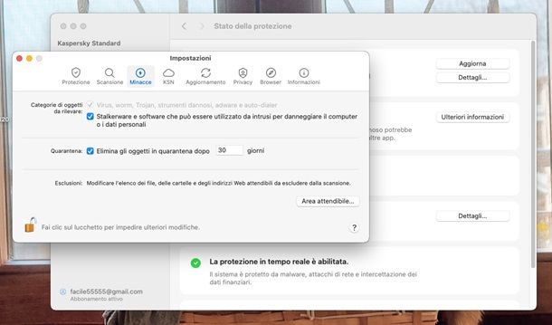 kaspersky mac esclusioni