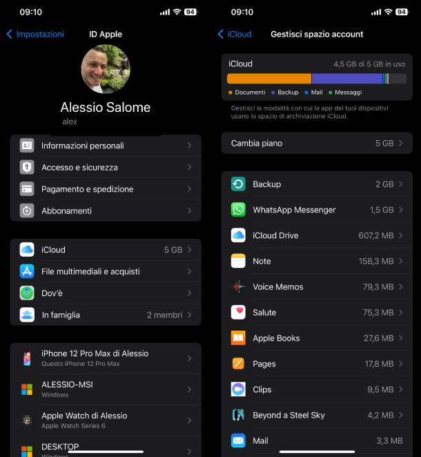 Abbonamento iCloud+ iPhone