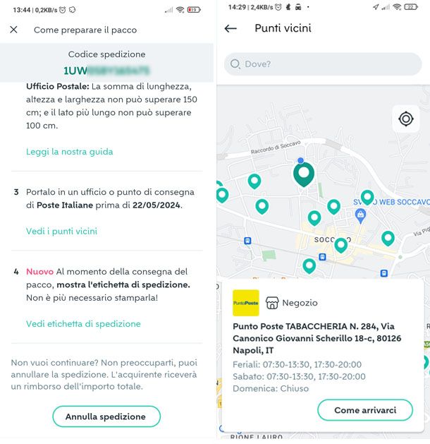 Punti spedizione vicini Wallapop