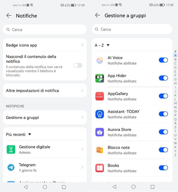 Come disattivare le notifiche su Huawei