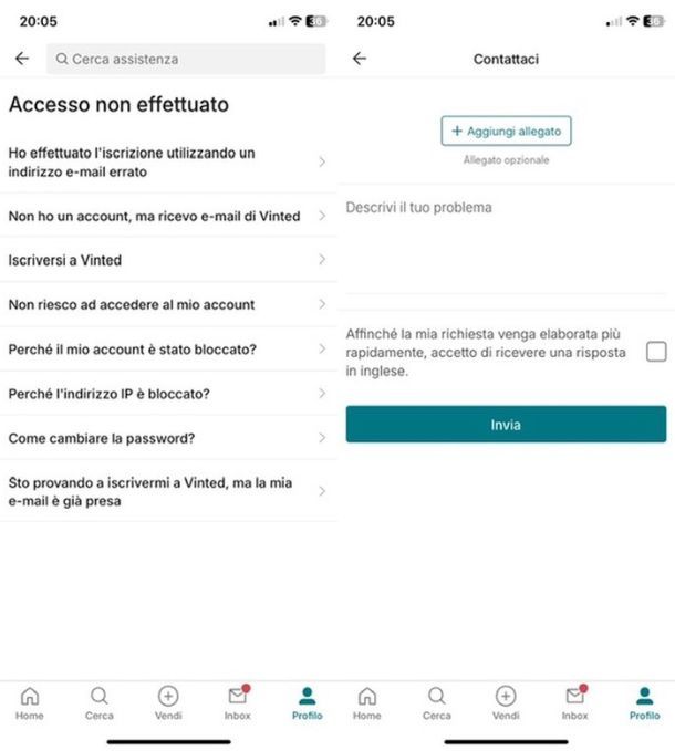 Account bloccato — app