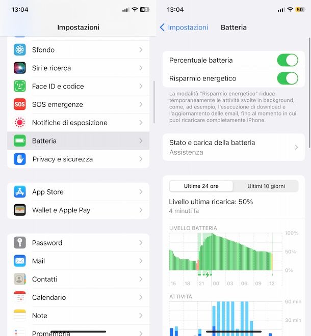 Attivare risparmio energetico su iPhone