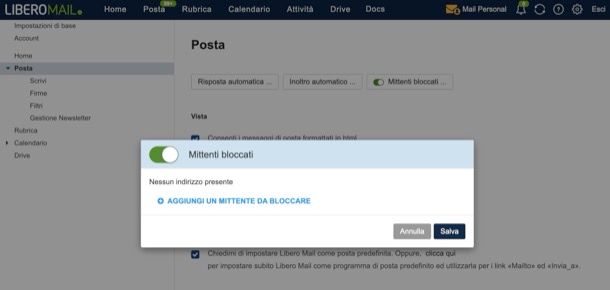 Sbloccare mittente su Libero