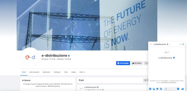 pagina Facebook E-Distribuzione