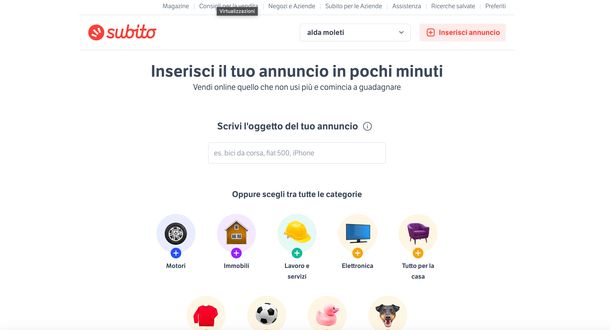 Subito.it categoria annuncio