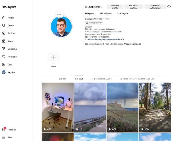 Vedere numero visualizzazioni reel Instagram da PC