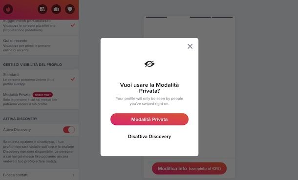 Disattivare Tinder da computer
