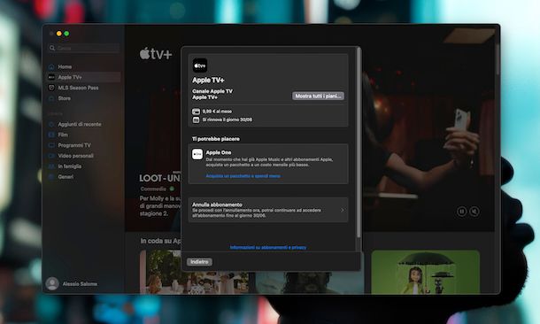 Abbonamento Apple TV Mac